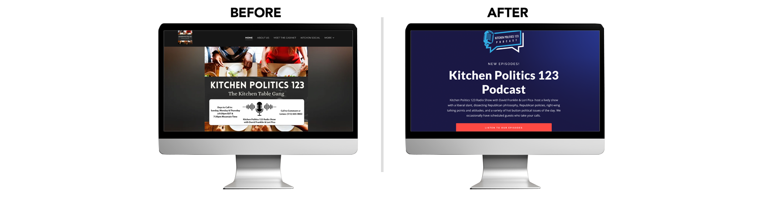 Kitchen Politics 123 before and after web design